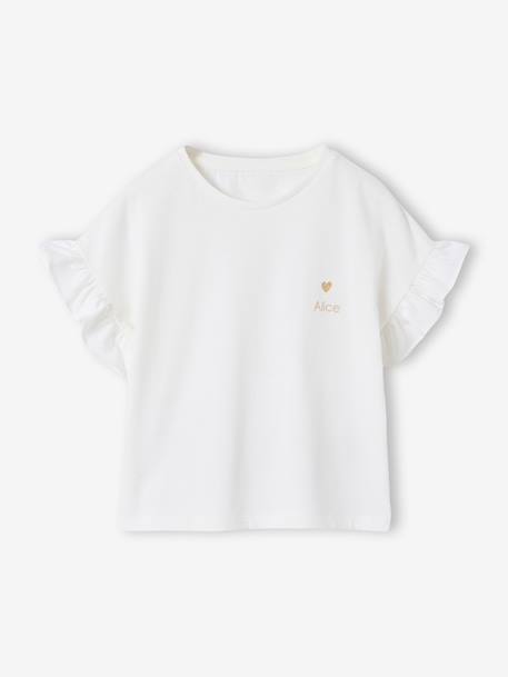 Meisjesset T-shirt en wijde broek ecru+rouge - vertbaudet enfant 