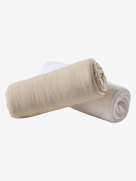 Set van twee babyhoeslakens uit rekbare jersey beige+CURRYGEEL+Groenblauw + wit+LICHTGRIJS+mosterdgeel+ROZE PALE+saliegroen+wit - vertbaudet enfant 