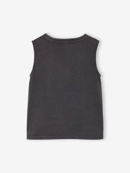 T-shirt voor meisjes met print antraciet+ecru - vertbaudet enfant 