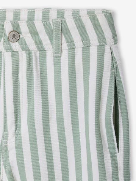 Gestreept broek voor meisjes saliegroen - vertbaudet enfant 