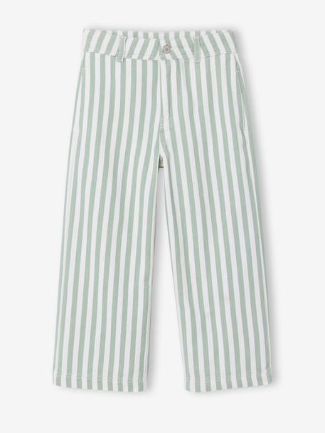 Gestreept broek voor meisjes saliegroen - vertbaudet enfant 