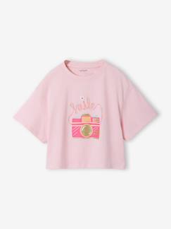 Meisje-T-shirt, souspull-Cropped meisjesshirt met korte mouwen