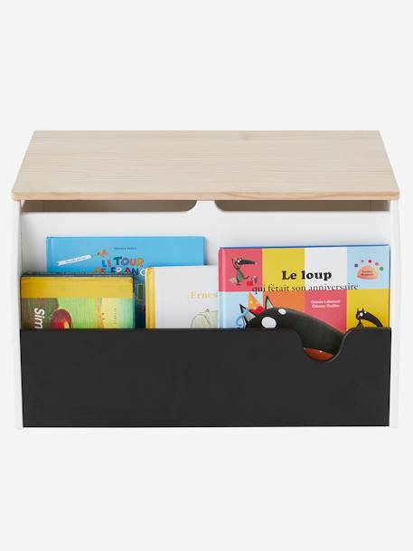 Kist voor boeken en speelgoed SERIE SCHOOL wit - hout - leisteen - vertbaudet enfant 