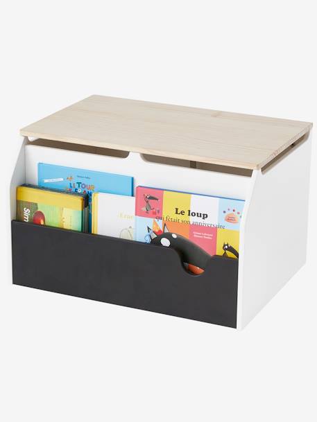 Kist voor boeken en speelgoed SERIE SCHOOL wit - hout - leisteen - vertbaudet enfant 