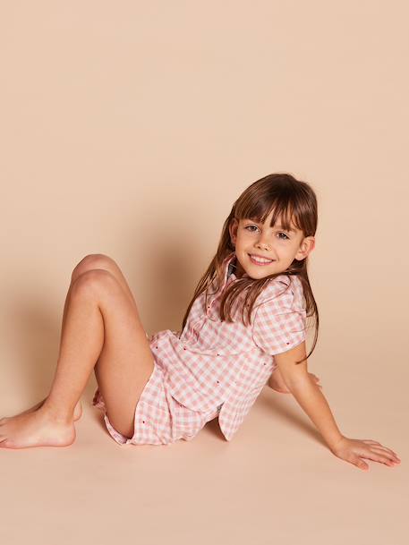 Pyjama 2-delige meisjes biologisch katoen roze (poederkleur) - vertbaudet enfant 
