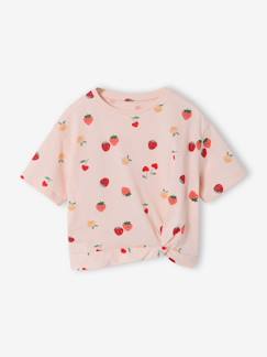 -T-shirt met korte tropische mouwen met knoop