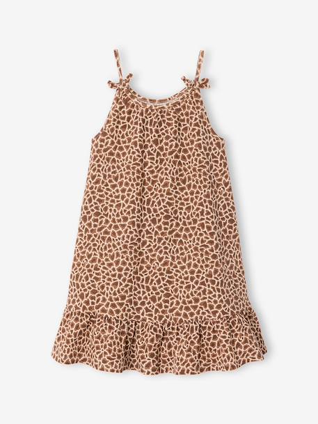 Jurk voor meisjes, dunne bretels, jersey beige - vertbaudet enfant 