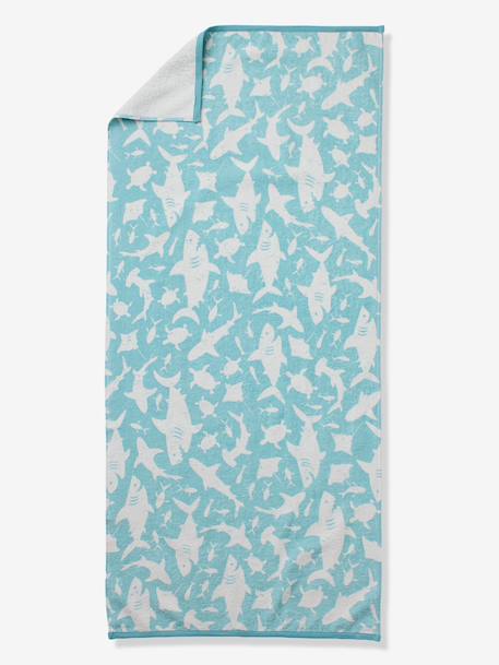 Personaliseerbare bad-/strandhanddoek, met gerecycled katoen blauw, bedrukt+blauw, gestreept+mintgroen+zachtpaars - vertbaudet enfant 