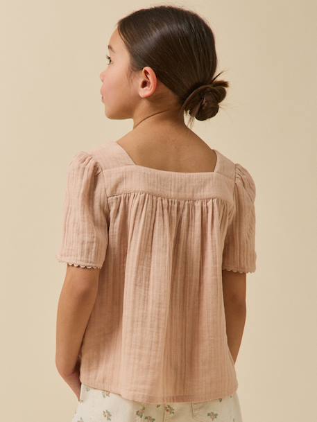 Blouse van biologisch katoen lichtroze - vertbaudet enfant 