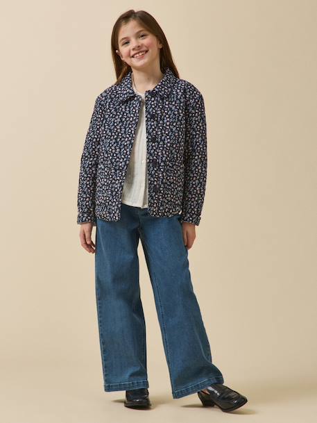 Jas met bloemenprint blauw - vertbaudet enfant 