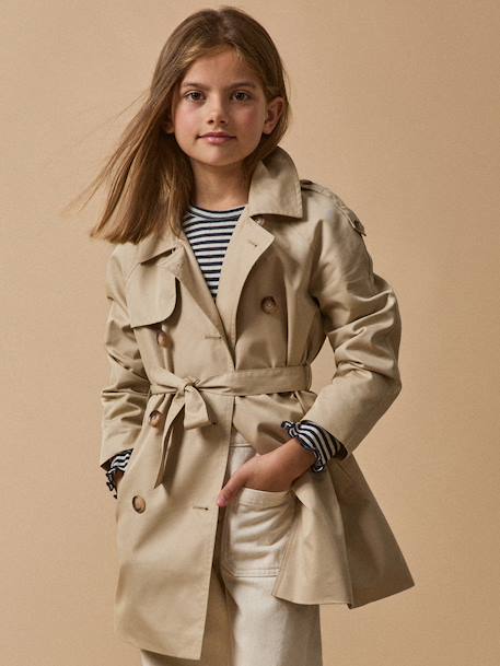 Kindertrench met riem beige - vertbaudet enfant 
