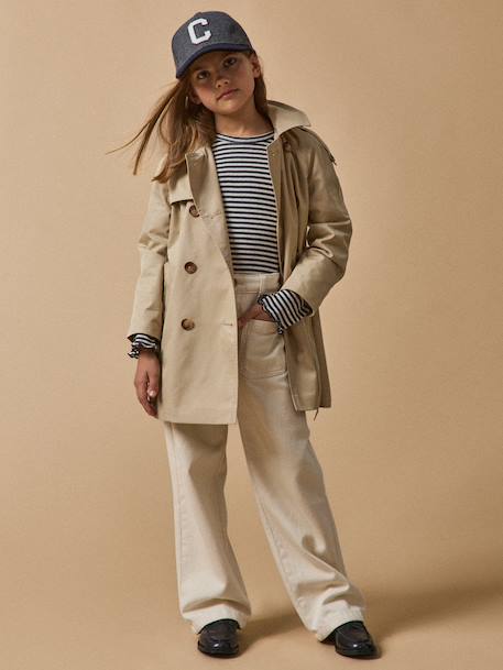 Kindertrench met riem beige - vertbaudet enfant 