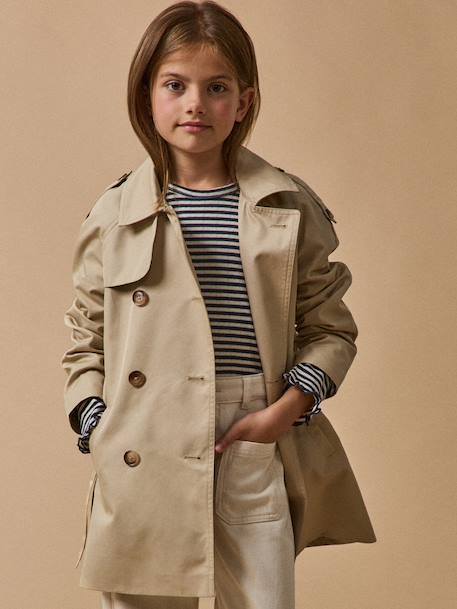 Kindertrench met riem beige - vertbaudet enfant 