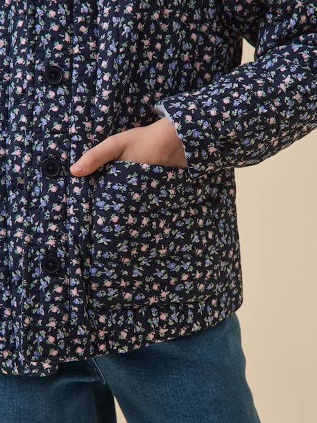 Jas met bloemenprint blauw - vertbaudet enfant 