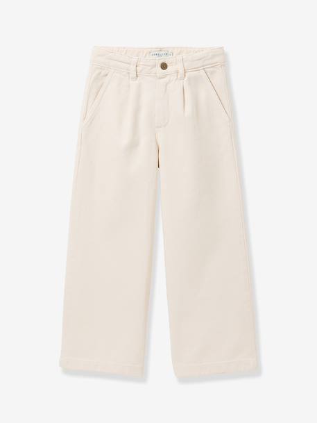 Wijde  broek twill ecru - vertbaudet enfant 