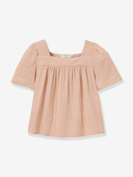 Blouse van biologisch katoen lichtroze - vertbaudet enfant 