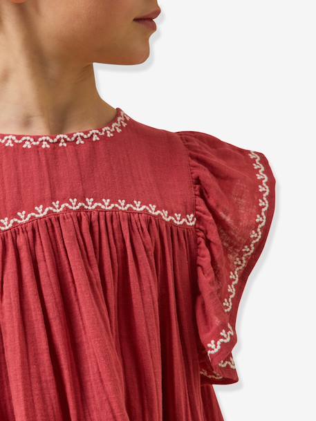 Lange jurk met borduursel grenadine - vertbaudet enfant 