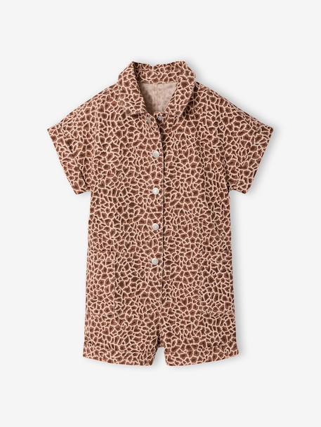 Combishort meisjes van twill katoen beige - vertbaudet enfant 