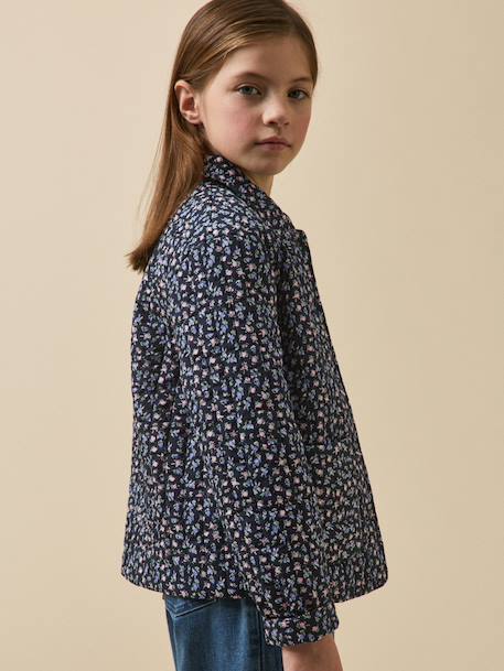 Jas met bloemenprint blauw - vertbaudet enfant 