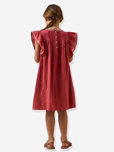 Lange jurk met borduursel grenadine - vertbaudet enfant 