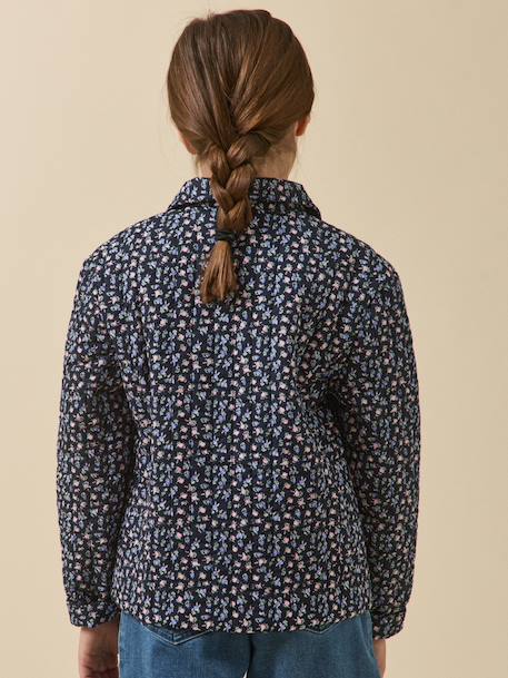 Jas met bloemenprint blauw - vertbaudet enfant 