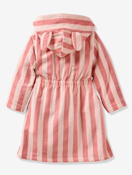 Personaliseerbare badjas voor kinderen met konijntjes, met gerecycled katoen roze, gestreept - vertbaudet enfant 