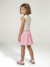 Meisjesjurk met 2-in-1 effect ecru+indigoblauw+lichtroze+roze, gestreept - vertbaudet enfant 