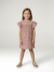 Jurk met bloemenprint van katoenen gaas beige+beige, bedrukt+lichtroze+vanille - vertbaudet enfant 