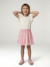 Meisjesjurk met 2-in-1 effect ecru+indigoblauw+lichtroze+roze, gestreept - vertbaudet enfant 