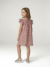 Jurk met bloemenprint van katoenen gaas beige+beige, bedrukt+lichtroze+vanille - vertbaudet enfant 
