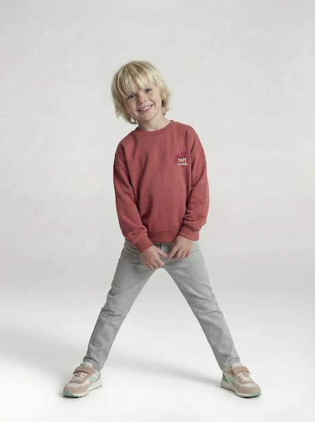 Sweater met ronde hals voor jongens met lange mouwen pastelgeel+rozenhout - vertbaudet enfant 