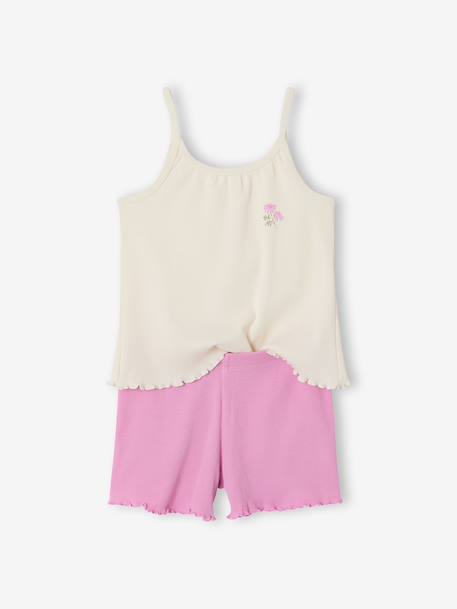 Set van 2 pyjamashorts met rib en bloemen ecru - vertbaudet enfant 