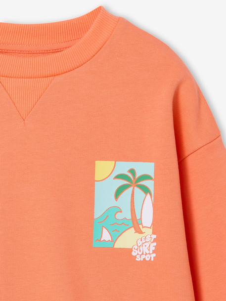 Sweater met ronde hals en lange mouwen blauwgroen+lichtgeel+mango - vertbaudet enfant 