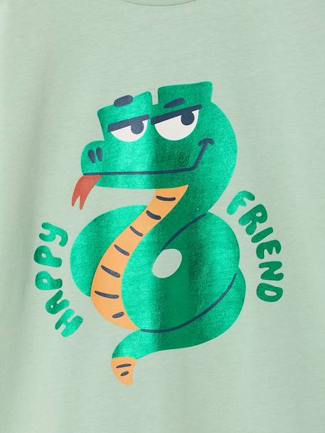 Jongensshirt Space glanzend motief amandelgroen+nachtblauw - vertbaudet enfant 