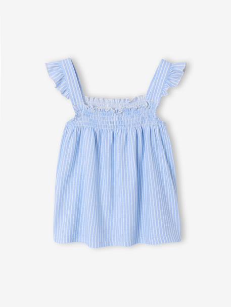 Katoenen pyjamashort met bretels meisjes hemelsblauw - vertbaudet enfant 