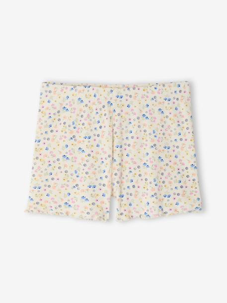 Set van 2 pyjamashorts met rib en bloemen ecru - vertbaudet enfant 
