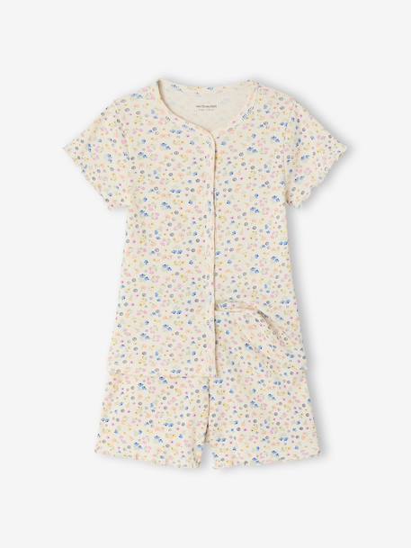 Set van 2 pyjamashorts met rib en bloemen ecru - vertbaudet enfant 