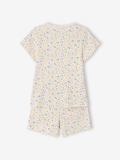 Set van 2 pyjamashorts met rib en bloemen ecru - vertbaudet enfant 