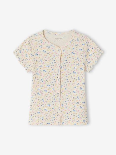 Set van 2 pyjamashorts met rib en bloemen ecru - vertbaudet enfant 