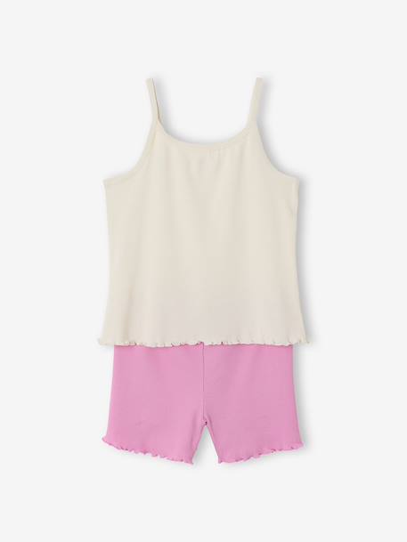 Set van 2 pyjamashorts met rib en bloemen ecru - vertbaudet enfant 