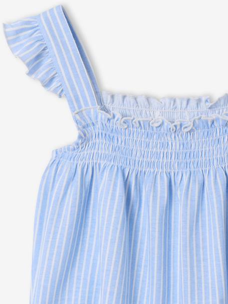 Katoenen pyjamashort met bretels meisjes hemelsblauw - vertbaudet enfant 