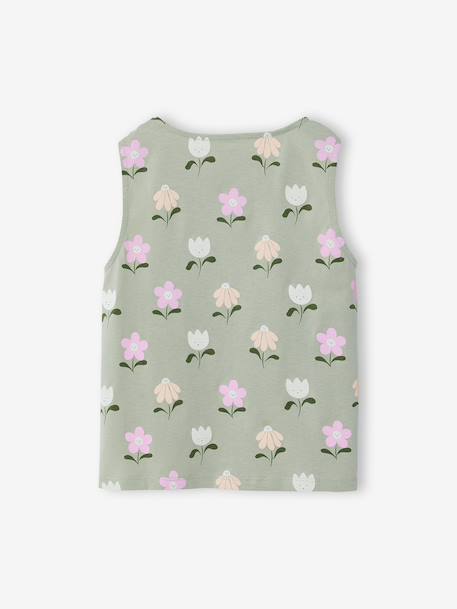 T-shirt zonder mouwen ecru+saliegroen - vertbaudet enfant 
