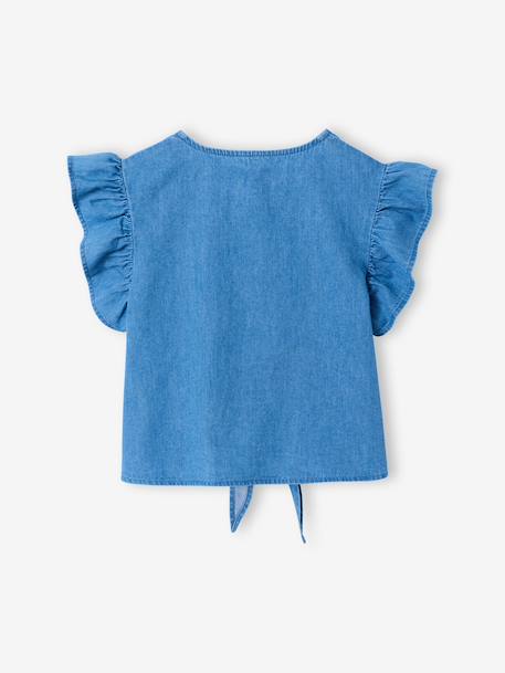 Denim blouse met volantmouwen lichtblauw - vertbaudet enfant 