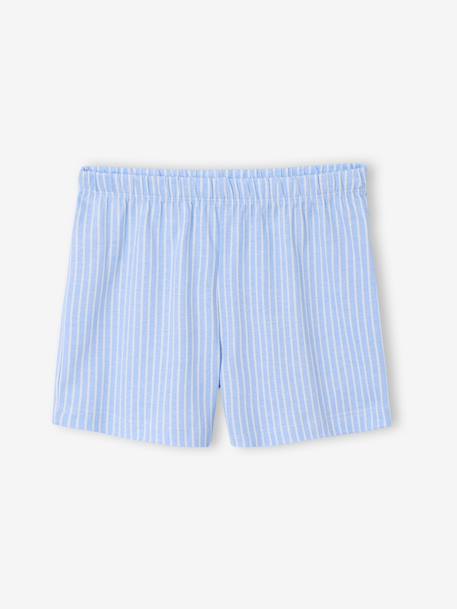 Katoenen pyjamashort met bretels meisjes hemelsblauw - vertbaudet enfant 