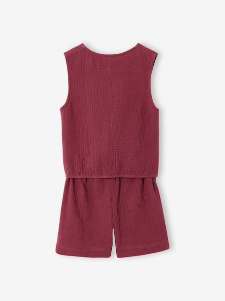 Set met short en top meisjes van katoengaas terracotta - vertbaudet enfant 