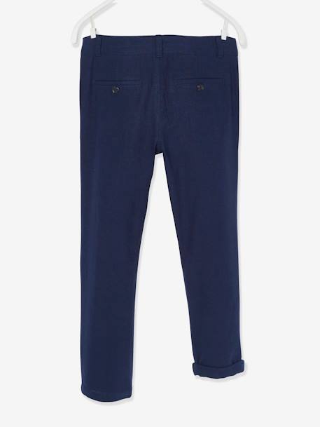 Chinobroek jongens katoen/linnen beige+blauw+donker marineblauw+lichtbeige+saliegroen - vertbaudet enfant 