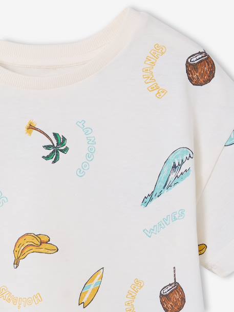 T-shirt met korte mouwen blauwgroen+wit - vertbaudet enfant 