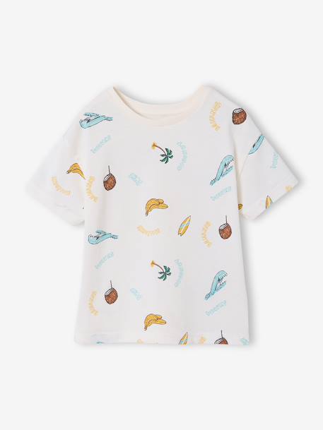 T-shirt met korte mouwen blauwgroen+wit - vertbaudet enfant 