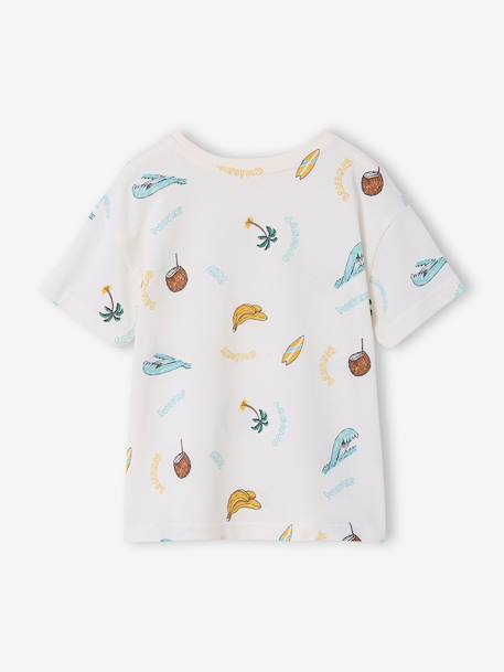 T-shirt met korte mouwen blauwgroen+wit - vertbaudet enfant 