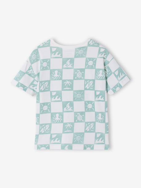T-shirt met korte mouwen blauwgroen+wit - vertbaudet enfant 